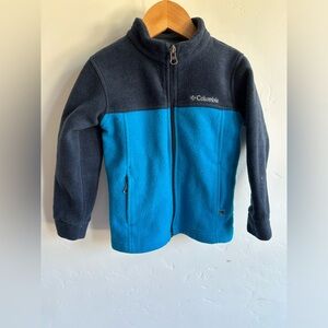 4T Columbia Toddler Boys Blue Colorblock Fleece Jacket Outdoor Zip Up Sweater